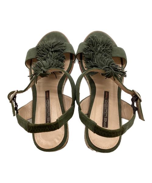 PELLICO SUNNY（ペリーコサニー）PELLICO SUNNY (ペリーコサニー) ウェッジソールサンダル グリーン サイズ:35の古着・服飾アイテム