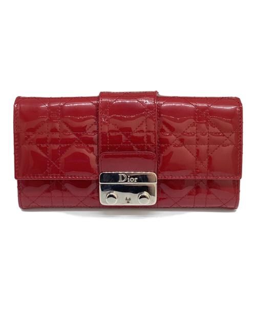 Christian Dior（クリスチャン ディオール）Christian Dior (クリスチャン ディオール) カナージュチェーンウォレット / 02-LU-0172 レッドの古着・服飾アイテム