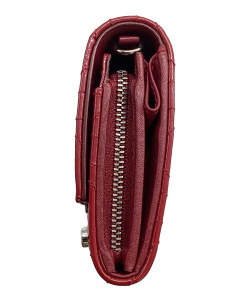 Christian Dior（クリスチャン ディオール）Christian Dior (クリスチャン ディオール) カナージュチェーンウォレット / 02-LU-0172 レッドの古着・服飾アイテム
