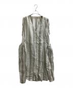 nest Robeネストローブ）の古着「ノースリーブリネンワンピース　01241-1039」｜グリーン