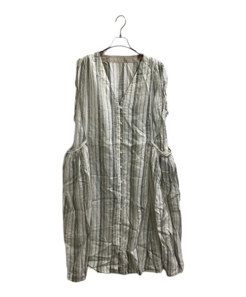 nest Robe（ネストローブ）nest Robe (ネストローブ) ノースリーブリネンワンピース　01241-1039 グリーン サイズ:FREEの古着・服飾アイテム