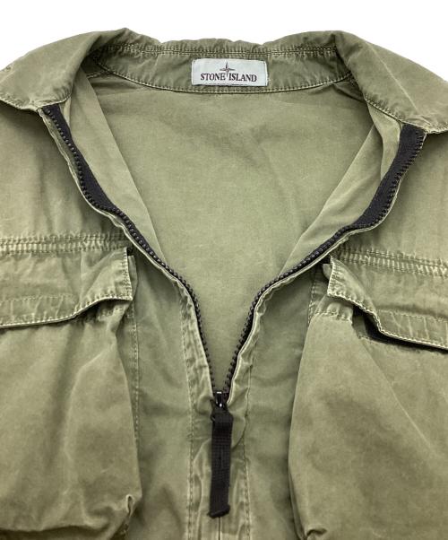 STONE ISLAND（ストーンアイランド）STONE ISLAND (ストーンアイランド) オールドトリートメントコットンジップシャツブルゾン / 7615114WN グリーン サイズ:Lの古着・服飾アイテム