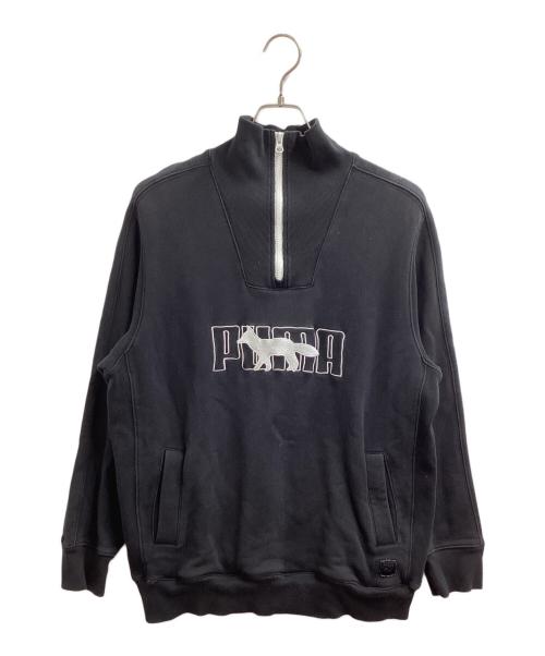 maison kitsune（メゾンキツネ）MAISON KITSUNE (メゾンキツネ) PUMA (プーマ) ハーフジップスウェットシャツ / 532322-01 ブラック サイズ:Mの古着・服飾アイテム