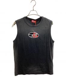 DIESEL（ディーゼル）の古着「Faded tank top with puffy Oval D」｜ブラック