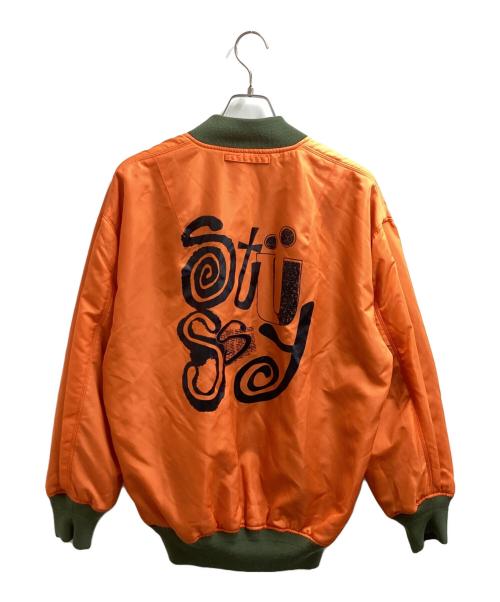 stussy（ステューシー）stussy (ステューシー) リバーシブルMA-1ジャケット カーキ×オレンジ サイズ:Mの古着・服飾アイテム