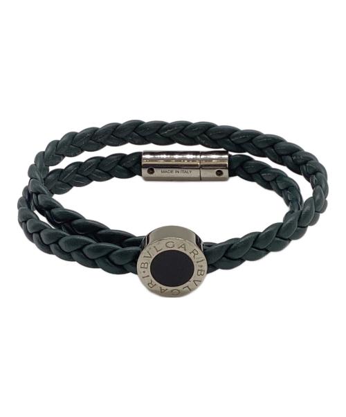 BVLGARI（ブルガリ）BVLGARI (ブルガリ) メッシュレザーブレスレット グリーンの古着・服飾アイテム