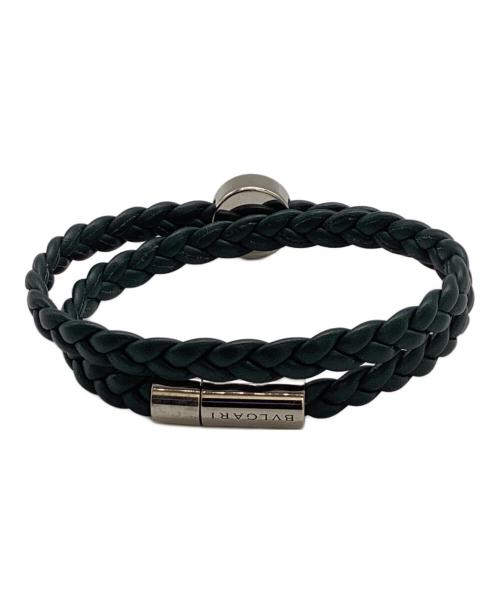 BVLGARI（ブルガリ）BVLGARI (ブルガリ) メッシュレザーブレスレット グリーンの古着・服飾アイテム