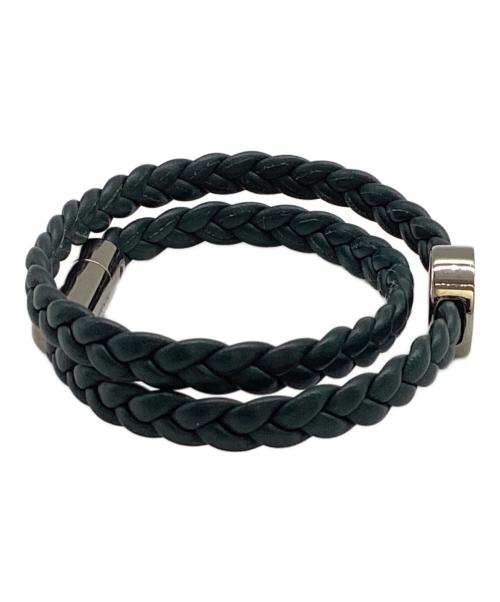 BVLGARI（ブルガリ）BVLGARI (ブルガリ) メッシュレザーブレスレット グリーンの古着・服飾アイテム