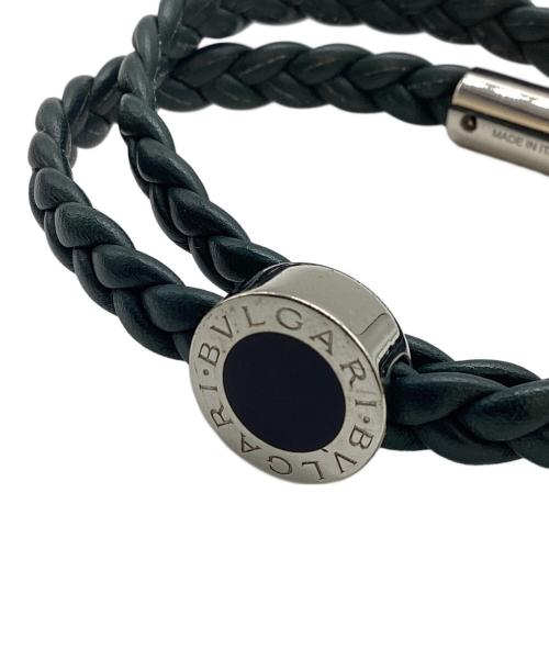 BVLGARI（ブルガリ）BVLGARI (ブルガリ) メッシュレザーブレスレット グリーンの古着・服飾アイテム