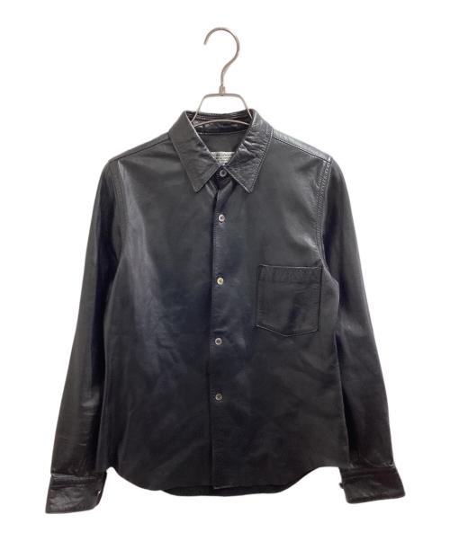 ROBE DE CHAMBRE COMME DES GARCONS（ローブドシャンブル コムデギャルソン）ROBE DE CHAMBRE COMME DES GARCONS (ローブドシャンブル コムデギャルソン) レザーシャツ / RC-B036 / AD2001 ブラック サイズ:Sの古着・服飾アイテム