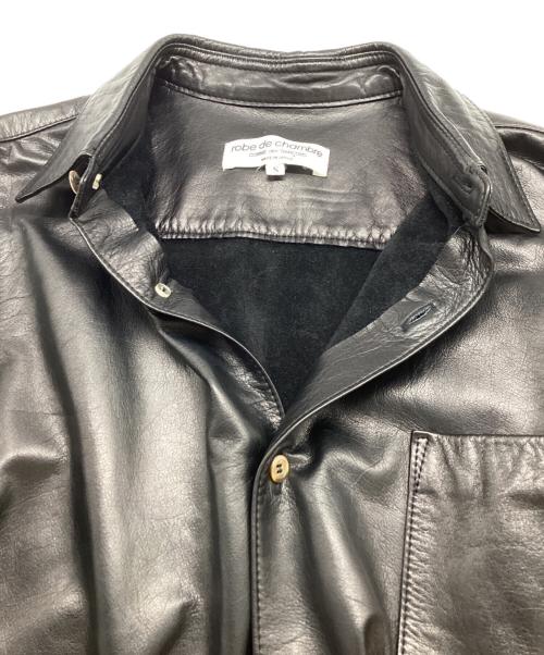 ROBE DE CHAMBRE COMME DES GARCONS（ローブドシャンブル コムデギャルソン）ROBE DE CHAMBRE COMME DES GARCONS (ローブドシャンブル コムデギャルソン) レザーシャツ / RC-B036 / AD2001 ブラック サイズ:Sの古着・服飾アイテム