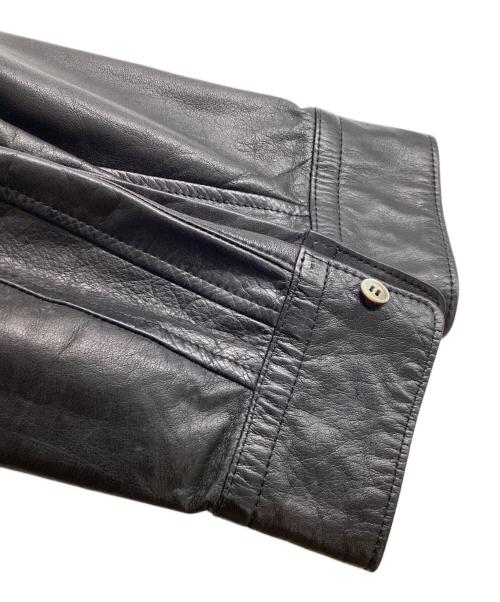 ROBE DE CHAMBRE COMME DES GARCONS（ローブドシャンブル コムデギャルソン）ROBE DE CHAMBRE COMME DES GARCONS (ローブドシャンブル コムデギャルソン) レザーシャツ / RC-B036 / AD2001 ブラック サイズ:Sの古着・服飾アイテム