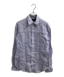 POLO RALPH LAUREN（ポロ・ラルフローレン）の古着「ストライプリネンシャツ」｜ブルー