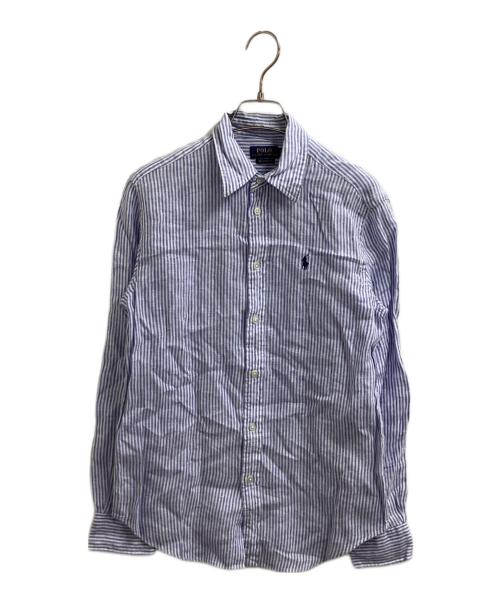 POLO RALPH LAUREN（ポロ・ラルフローレン）POLO RALPH LAUREN (ポロ・ラルフローレン) ストライプリネンシャツ ブルー サイズ:XSの古着・服飾アイテム