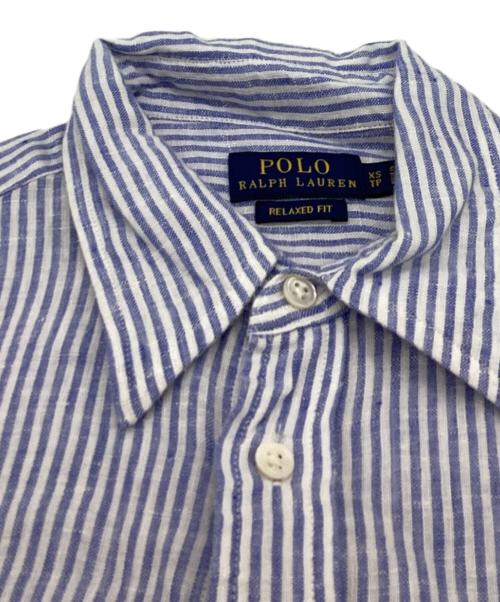 POLO RALPH LAUREN（ポロ・ラルフローレン）POLO RALPH LAUREN (ポロ・ラルフローレン) ストライプリネンシャツ ブルー サイズ:XSの古着・服飾アイテム