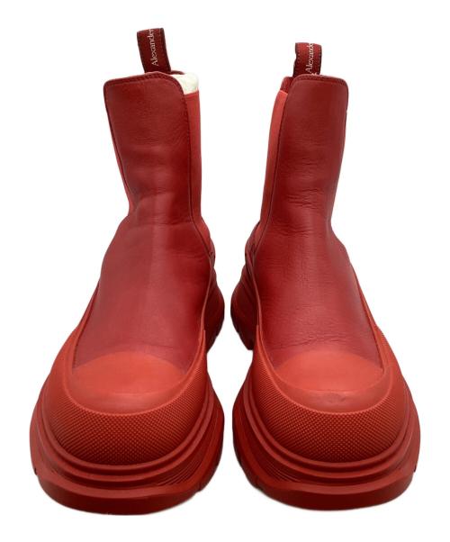 ALEXANDER McQUEEN（アレキサンダーマックイーン）ALEXANDER McQUEEN トラックソールサイドゴアブーツ / Track sole side gore boots / Chunky chelsea boots / 634617 レッド サイズ:41の古着・服飾アイテム