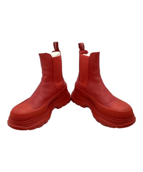 ALEXANDER McQUEEN（アレキサンダーマックイーン）ALEXANDER McQUEEN トラックソールサイドゴアブーツ / Track sole side gore boots / Chunky chelsea boots / 634617 レッド サイズ:41の古着・服飾アイテム