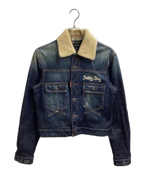 DSQUARED2（ディースクエアード）DSQUARED2 (ディースクエアード) Teddy Boy刺繍デニムジャケット ブルー サイズ:44の古着・服飾アイテム