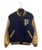 POLO RALPH LAURENポロ・ラルフローレン）の古着「レザースリーブスタジャン」｜ネイビー