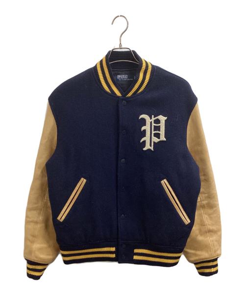 POLO RALPH LAUREN（ポロ・ラルフローレン）POLO RALPH LAUREN (ポロ・ラルフローレン) レザースリーブスタジャン ネイビー サイズ:Lの古着・服飾アイテム