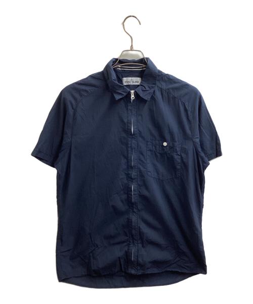 STONE ISLAND（ストーンアイランド）STONE ISLAND (ストーンアイランド) ジップシャツ　/　581511402 ネイビー サイズ:Lの古着・服飾アイテム