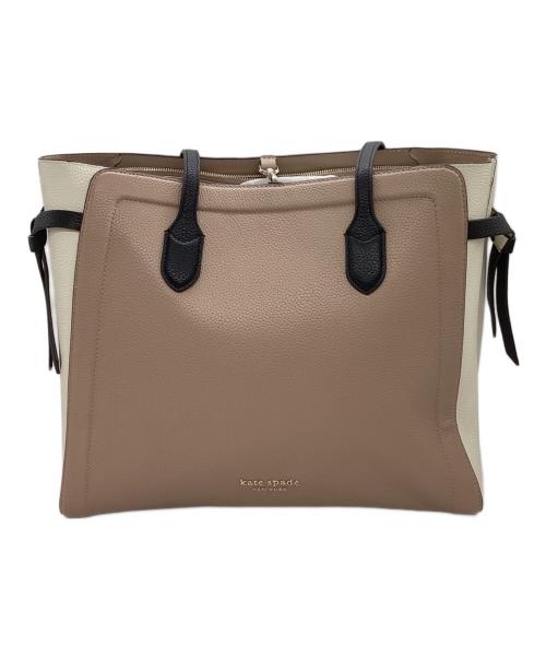 Kate Spade（ケイトスペード）Kate Spade (ケイトスペード) ノット カラーブロック ペブル レザー ラージ トート/7914-299-0362 ベージュ×ピンクの古着・服飾アイテム
