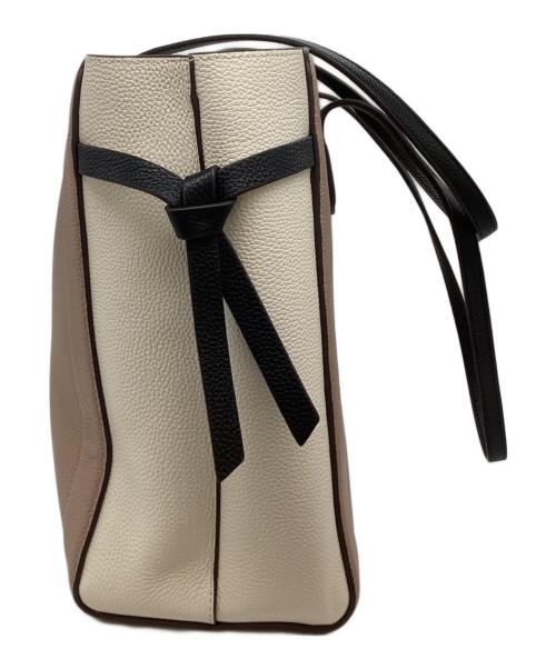 Kate Spade（ケイトスペード）Kate Spade (ケイトスペード) ノット カラーブロック ペブル レザー ラージ トート/7914-299-0362 ベージュ×ピンクの古着・服飾アイテム
