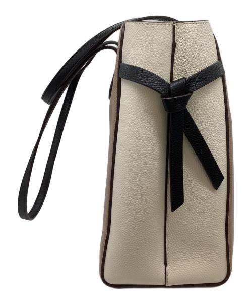 Kate Spade（ケイトスペード）Kate Spade (ケイトスペード) ノット カラーブロック ペブル レザー ラージ トート/7914-299-0362 ベージュ×ピンクの古着・服飾アイテム