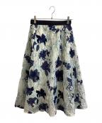 ANAYIアナイ）の古着「フラワーオーガンジーフレアスカート　102417-11-300-65-380　24SS」｜ホワイト×ネイビー