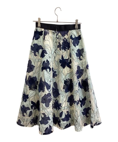 ANAYI（アナイ）ANAYI (アナイ) フラワーオーガンジーフレアスカート　102417-11-300-65-380　24SS ホワイト×ネイビー サイズ:38の古着・服飾アイテム