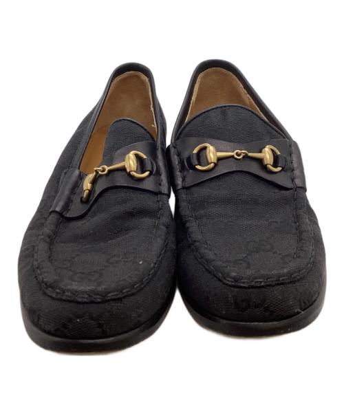 GUCCI（グッチ）GUCCI (グッチ) GGキャンバスビットローファー ブラック サイズ:35の古着・服飾アイテム