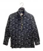 NEZU YOHINTENネヅヨウヒンテン）の古着「フラワージャガードハーフジップアノラックジャケット / 200623」｜ブラック