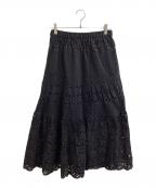 IENAイエナ）の古着「コットンレースティアードスカート　23060900090130」｜ブラック