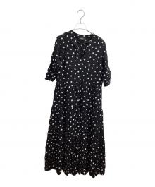 SINME（シンメ）の古着「レーヨンドットティアードロングワンピース / F03」｜ブラック