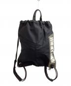 JIMMY CHOOジミーチュウ）の古着「スタッズ マーロン ナイロン ロゴ ナップサック / 巾着型 / イタリア製 / MADE IN ITALY」｜ブラック