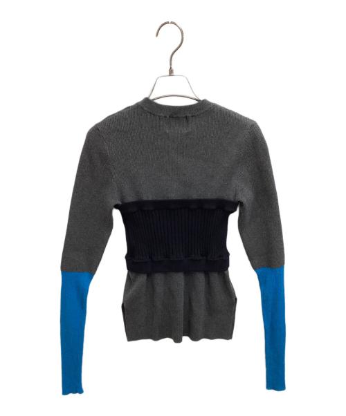 OMMO（オーエムエムオー）OMMO (オーエムエムオー) BUSTIER LAYERED BLOCKING KNIT / ビスチェレイヤードブロックニット / 882410500101 グレー×ブルー サイズ:FREEの古着・服飾アイテム