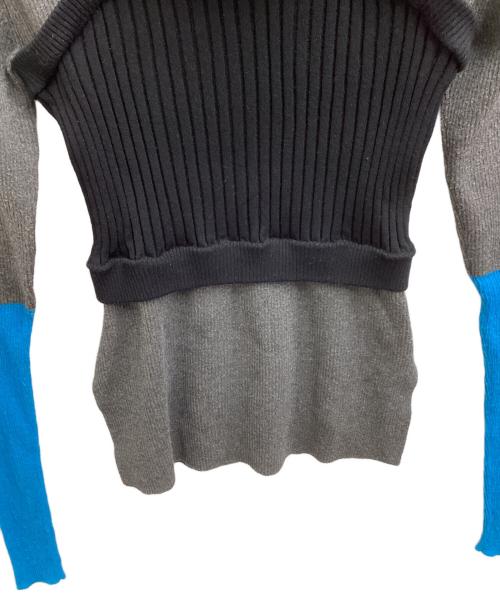 OMMO（オーエムエムオー）OMMO (オーエムエムオー) BUSTIER LAYERED BLOCKING KNIT / ビスチェレイヤードブロックニット / 882410500101 グレー×ブルー サイズ:FREEの古着・服飾アイテム