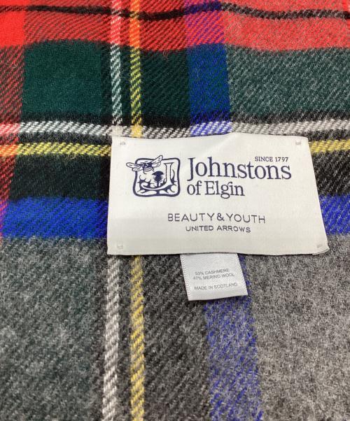JOHNSTONS OF ELGIN（ジョンストンズオブエルガン）JOHNSTONS OF ELGIN  (ジョンストンズオブエルガン) BEAUTY&YOUTH (ビューティーアンドユース) 別注 / カシミヤ混ストール / チェック マルチカラーの古着・服飾アイテム