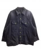 I'm here:アイムヒアー）の古着「HAIR LEATHER'S PATCH : DENIM JACKET / ヘアレザーパッチ デニムジャケット」｜ブラック