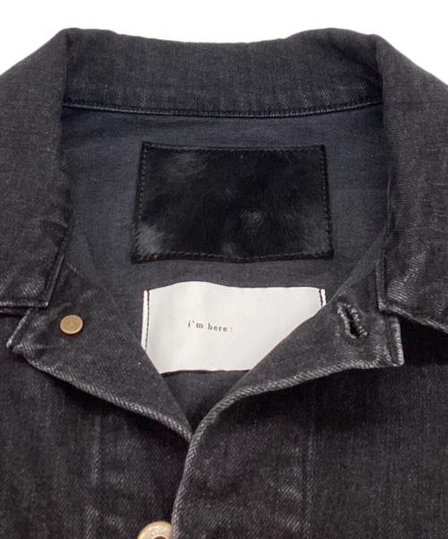 I'm here:（アイムヒアー）I'm here: (アイムヒアー) HAIR LEATHER'S PATCH : DENIM JACKET / ヘアレザーパッチ デニムジャケット ブラック サイズ:Mの古着・服飾アイテム