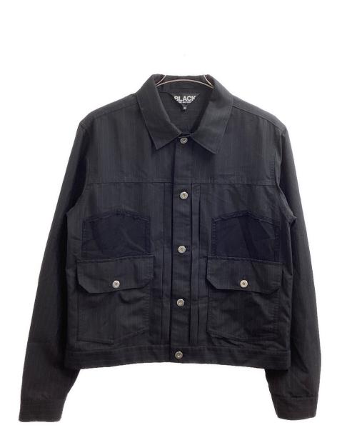 BLACK COMME des GARCONS（ブラックコムデギャルソン）BLACK COMME des GARCONS (ブラックコムデギャルソン) Pinstripe Trucker Jacket / ピンストライプ トラッカージャケット / AD2024 ブラック サイズ:XLの古着・服飾アイテム