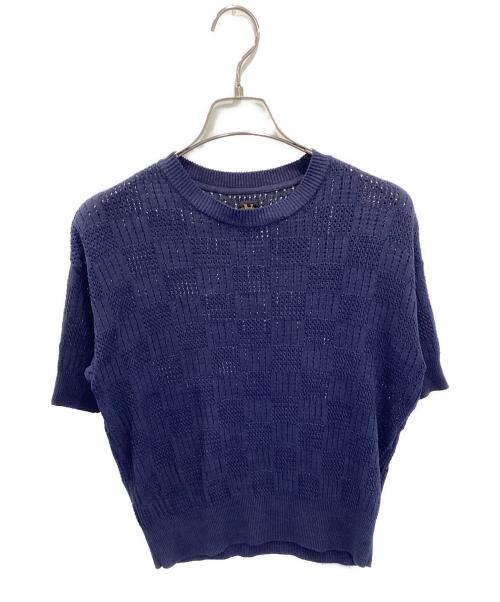 BATONER（バトナ―）BATONER (バトナ―) WOODPULP SUMMER KNIT CREW/S / レーヨン混半袖ニット / BN-24SL-049 ネイビー サイズ:1の古着・服飾アイテム
