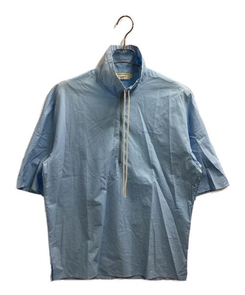 maison kitsune（メゾンキツネ）maison kitsune (メゾンキツネ) ハーフジップシャツ ブルー サイズ:Sの古着・服飾アイテム