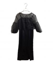 FRAY ID（フレイ アイディー）の古着「ビジューレースコンビドレス / FWFO241505 / 24SS」｜ブラック