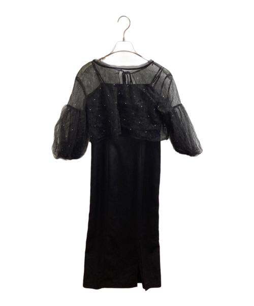 FRAY ID（フレイ アイディー）FRAY ID (フレイ アイディー) ビジューレースコンビドレス / FWFO241505 / 24SS ブラックの古着・服飾アイテム