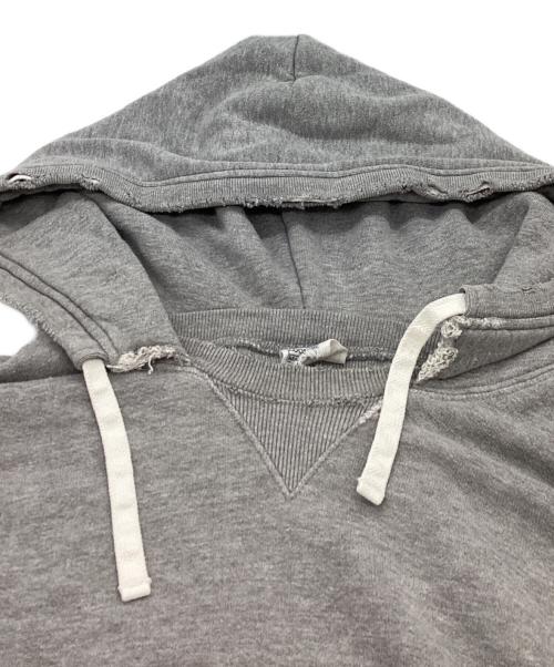 LOOPWHEELER（ループウィラー）LOOPWHEELER LOWERCASE (ロウワーケース) POGGY THE MAN (ポギーザマン) PULLOVER DAMAGE HOODIE / プルオーバーダメージフーディ / ダメージ加工 グレー サイズ:XLの古着・服飾アイテム