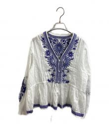 SLOBE IENA（スローブ イエナ）の古着「フラワー刺しゅうペプラムブラウス　24051912407110」｜ホワイト