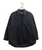MM6 Maison Margielaエムエムシックスメゾンマルジェラ）の古着「ワンポイント刺繍中綿シャツジャケット/S62DL0009 S47294」｜ブラック
