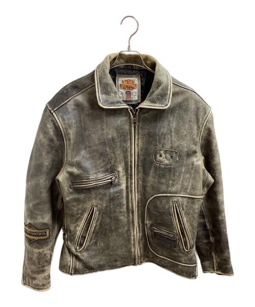 HARLEY-DAVIDSON（ハーレーダビッドソン）HARLEY-DAVIDSON (ハーレーダビッドソン) エイジングライダースジャケット ブラック サイズ:Lの古着・服飾アイテム