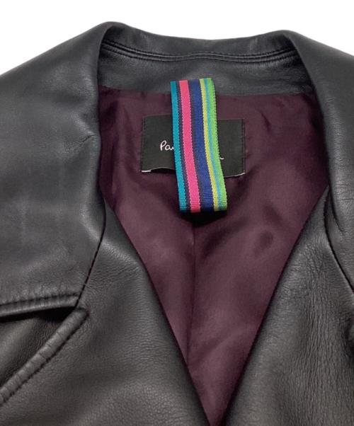 PS Paul Smith（ＰＳポールスミス）PS Paul Smith (ピーエスポールスミス) シープスキンライダースジャケット ブラック サイズ:46の古着・服飾アイテム